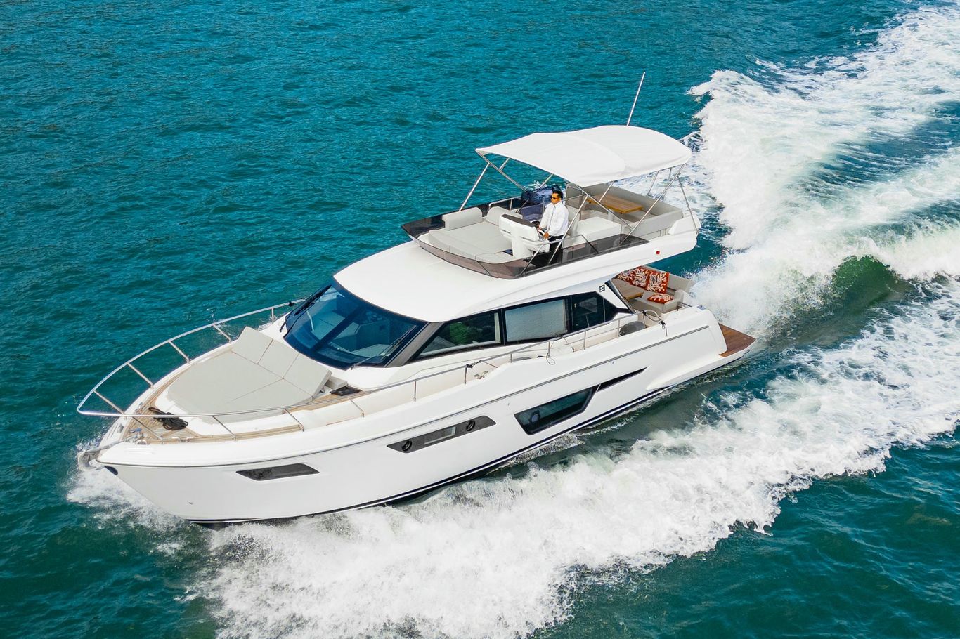 Exterior of Ferretti Yachts 500 sold in December 2024 by Starship Yachts Hong Kong