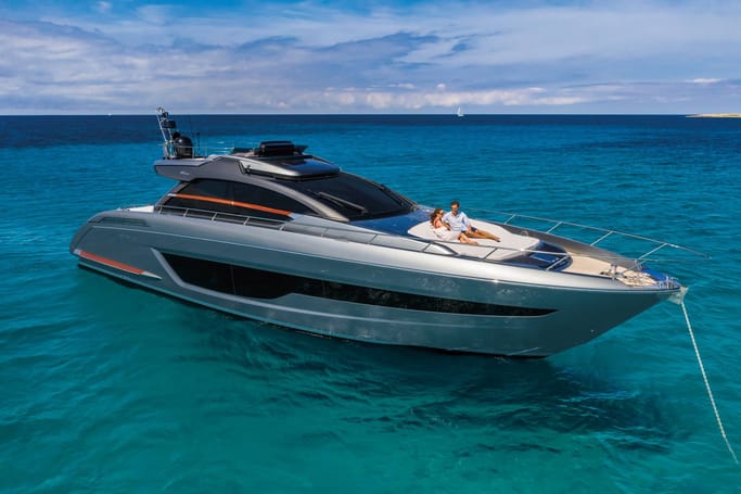 66'Ribelle by Riva showcased on the deep blue water as the epitome of style.